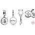 Sterling silver 925 Harry Potter - Slytherin + cubic zirconia, 2in1 bracelet pendant