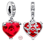 Charm Sterling Silver 925 Disney Mickey and Minnie Mouse Murano Heart Pendant Bracelet Love