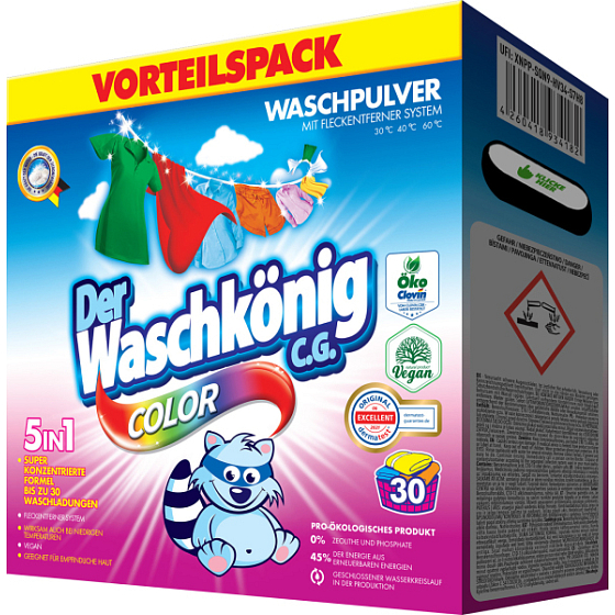 Der Washkönig Color Box laundry detergent for colored clothes 30 loads 1.95 kg