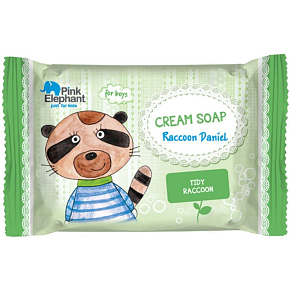 Pink Elephant Raccoon Daniel cream solid soap for children 90 g Pink Elephant Raccoon Daniel cream solid soap for children 90 g