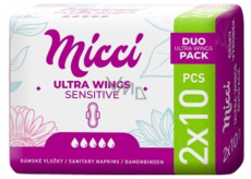 Micci Ultra Wings Sensitive Intimate Pads with Wings Duo 2 x 10 pieces