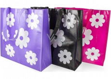 RSW Shopping bag with print Flowers black 43 x 40 x 13 cm