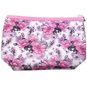 Etue Leatherette white, pink flowers 21.5 x 14.5 x 7.5 cm 70550