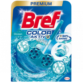 Bref Color Aktiv Ocean WC block for hygienic cleanliness and freshness of your toilet, colors the water in a turquoise shade of 50 g