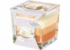 Bispol Vanilla Cupcake - Vanilla cupcake tricolor scented candle glass, burning time 32 hours 170 g