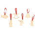 Wooden hanging decorations natural 6 pieces with Czech motifs