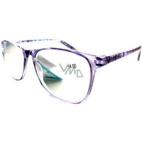Berkeley Reading dioptric glasses +2 plastic purple, side frames purple and black stripes 1 piece MC2223