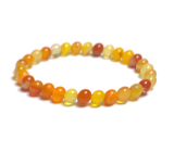 Agate orange lace bracelet elastic natural stone, ball 6 mm / 16 - 17 cm