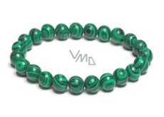 Malachite elastic bracelet, ball 8 mm / 16 - 17 cm, wishing stone