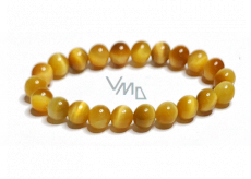 Tiger's eye gold bracelet elastic natural stone, ball 8 mm / 16-17 cm, stone of the sun and earth, brings luck and wealth