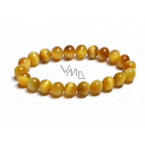 Tiger's eye gold bracelet elastic natural stone, ball 8 mm / 16-17 cm, stone of the sun and earth, brings luck and wealth