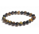 Tiger eye multi dark bracelet elastic natural stone, ball 8 mm / 16-17 cm, stone of the sun and earth, brings luck and wealth