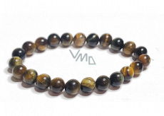 Tiger eye multi dark bracelet elastic natural stone, ball 8 mm / 16-17 cm, stone of the sun and earth, brings luck and wealth