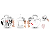 Charm Sterling silver 925 Disney Minnie Mouse & Mickey Mouse Padlock - eternal love, bracelet bead