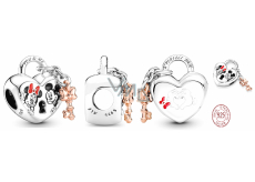 Charm Sterling silver 925 Disney Minnie Mouse & Mickey Mouse Padlock - eternal love, bracelet bead, love