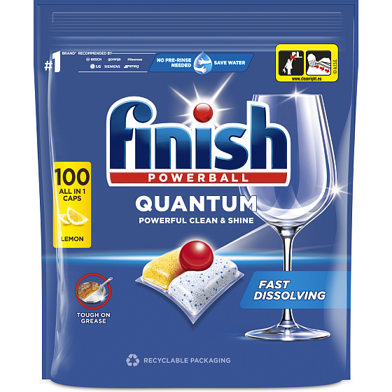 Finish Quantum All in 1 Lemon Sparkle dishwasher tablets 100 pieces