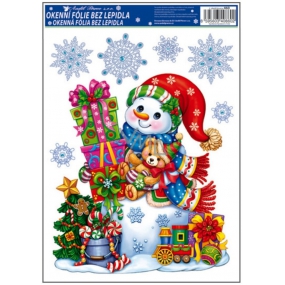 Window foil without glue colored snowman and teddy bear 42 x 30 cm