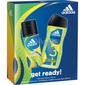 Adidas Get Ready! for Him deodorant spray 150 ml + 250 ml shower gel, cosmetic set