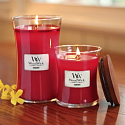 WoodWick Currant - Currant scented candle with wooden wick and glass lid small 85 g