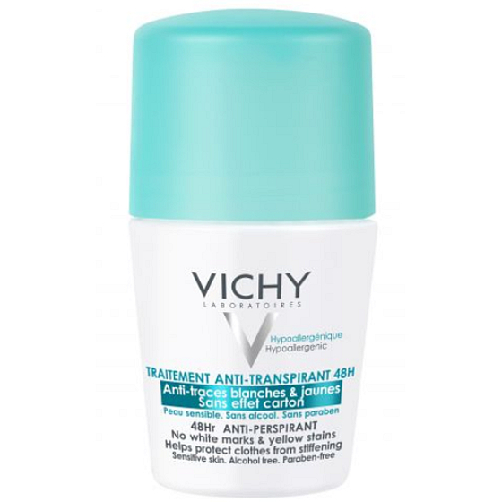 Vichy Traitement 48h antiperspirant deodorant roll-on leaves no traces on clothes, alcohol-free unisex 50 ml