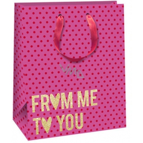 Ditipo Gift paper bag 26.4 x 13.6 x 32.7 cm pink, gold inscription Glitter
