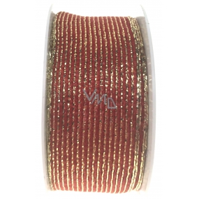 Ditipo Fabric ribbon with wire red gold stripes 3 mx 25 mm