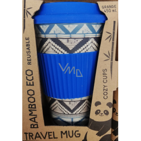 Cozy Time Bamboo Eco Tribal bamboo ecological thermo mug + silicone lid blue 450 ml