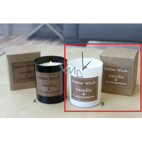 Lima Natur Wick Black & White Vanilla and Cinnamon Aroma Candle Wooden Wick White 175 g 1 piece