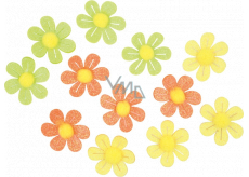 Self-adhesive flowers with glitter 3 cm, 12 pieces in a bag