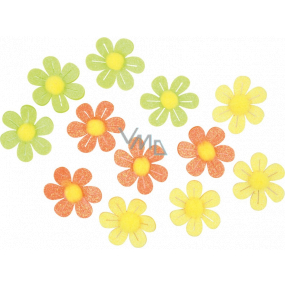 Self-adhesive flowers with glitter 3 cm, 12 pieces in a bag