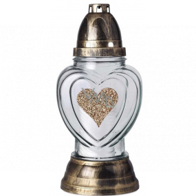 Bolsius Glass lamp Golden with heart 25 cm 90 g