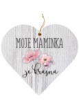 Bohemia Gifts Wooden decorative heart with print Mom 12 cm