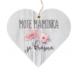 Bohemia Gifts Wooden decorative heart with print Mom 12 cm