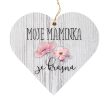 Bohemia Gifts Wooden decorative heart with print Mom 12 cm