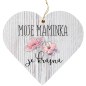 Bohemia Gifts Wooden decorative heart with print Mom 12 cm