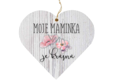 Bohemia Gifts Wooden decorative heart with print Mom 12 cm