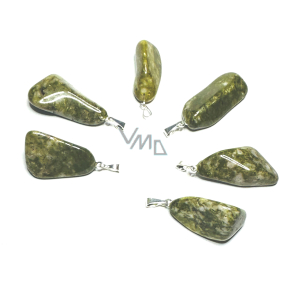 Epidot Troml pendant natural stone, 2,2-3 cm, 1 piece, heart healing stone