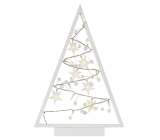White wooden tree with stars 27 x 40 cm with 15 LED lights, warm white