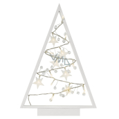 White wooden tree with stars 27 x 40 cm with 15 LED lights, warm white