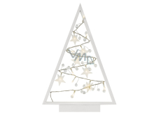 White wooden tree with stars 27 x 40 cm with 15 LED lights, warm white