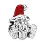 Sterling silver 925 Santa with red hat, Christmas bracelet bead