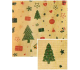 Nekupto Christmas gift wrapping paper 70 x 150 cm Beige, red ornaments, heart