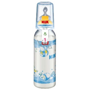 Nuk Bottle nursing plastic blue teat silicone size M = milk 240 ml