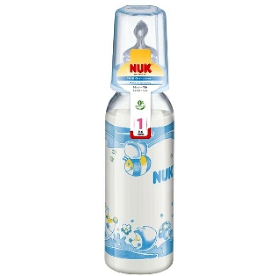 Nuk Bottle nursing plastic blue teat silicone size M = milk 240 ml