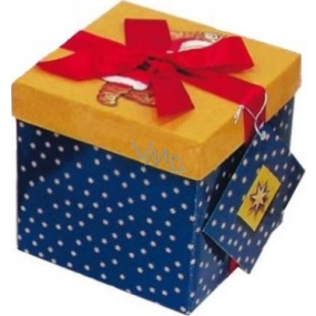 Angel Folding gift box with ribbon Christmas blue with burgundy ribbon 1373 M + 17 x 17 x 17 cm 1 piece