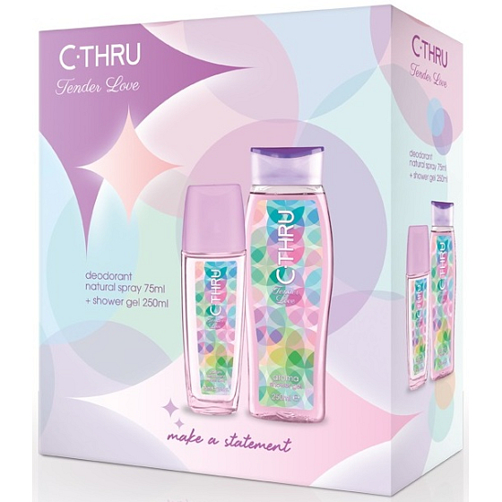C-Thru Tender Love perfumed deodorant glass 75 ml + shower gel 250 ml, cosmetic set for women