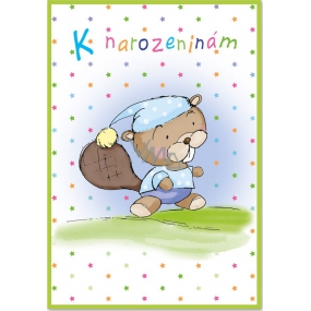 Ditipo Playing birthday card For birthday Petr Skoumal When a little beaver goes to sleep 224 x 157 mm