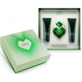 Thierry Mugler Aura perfumed water for women 30 ml + body lotion 50 ml + shower gel 50 ml, gift set