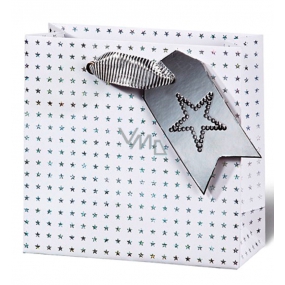 BSB Luxury gift paper bag 14.5 x 15 x 6 cm Christmas holographic stars VDT 412 - CD