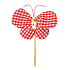 Fabric butterfly pick 8 cm + checkered skewer